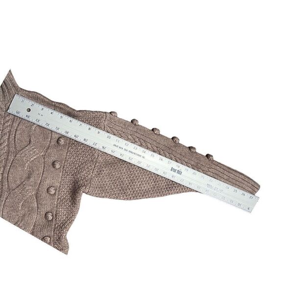 Blank NYC Sweater WMNS XS Beige Crop Cable Knit Mock Neck Pom Pom Holiday 3D - Picture 9 of 13